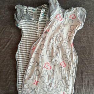 TWO Love to Dream Gray and Pink Kids Pajamas Sleep Sacks
